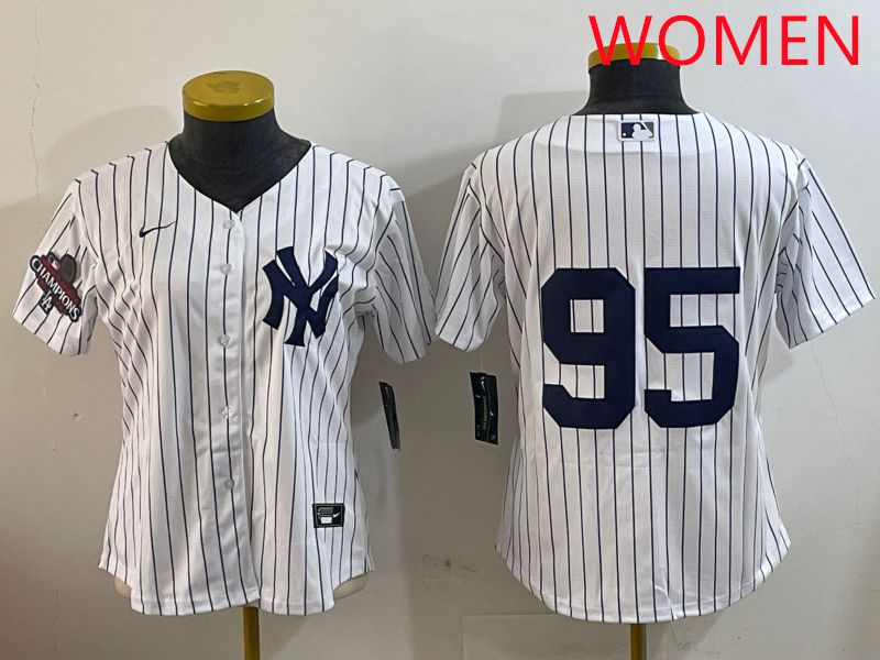 Women New York Yankees #95 No Name White Stripe Game 2025 Nike MLB Jersey style 1->youth mlb jersey->Youth Jersey